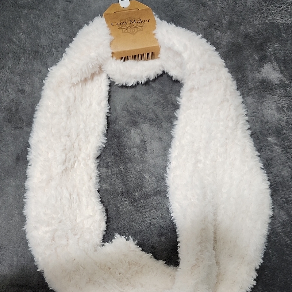 White Fuzzy Scarf